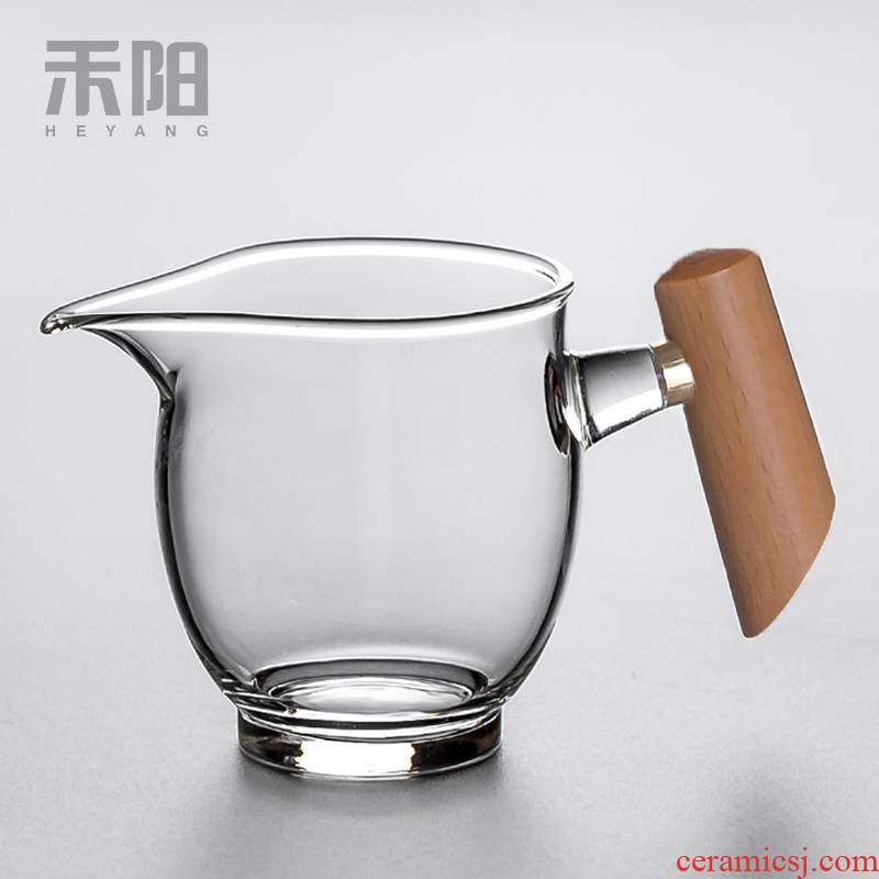 The grain YangMu fair manual heat - resistant glass tea cup points is thickening glass tea tea set fittings of Japanese tea taking