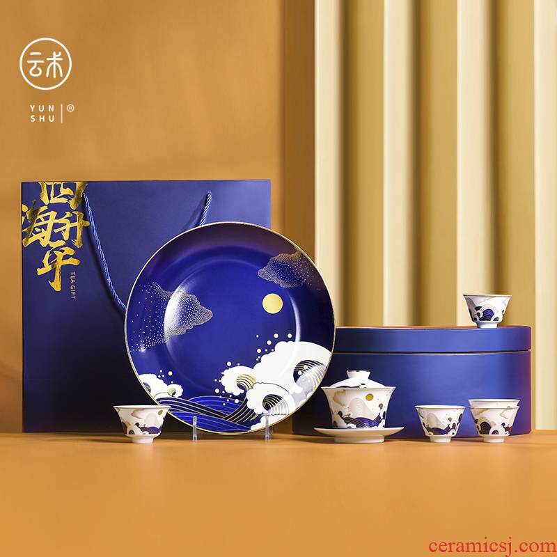 Jingdezhen chao feng imperial palace style, Chinese style new countries and ceramic tea set tea taking creative tureen tea cups