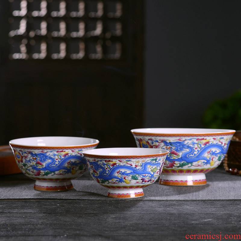 Jingdezhen ceramics Chinese longfeng household ipads porcelain rice bowls of porridge noodles in soup bowl of high antique tableware bag in the mail