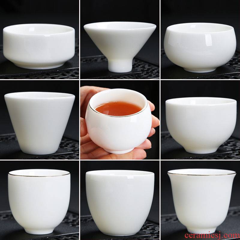 Suet jade porcelain sample tea cup see colour of high - grade ceramic cups master cup small personal thick glaze dehua white porcelain cups