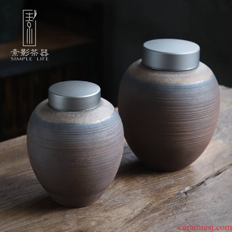 Element shadow undressed ore coarse pottery tea pot thread alloy cover seal up POTS household large bulk storage of pu 'er tea