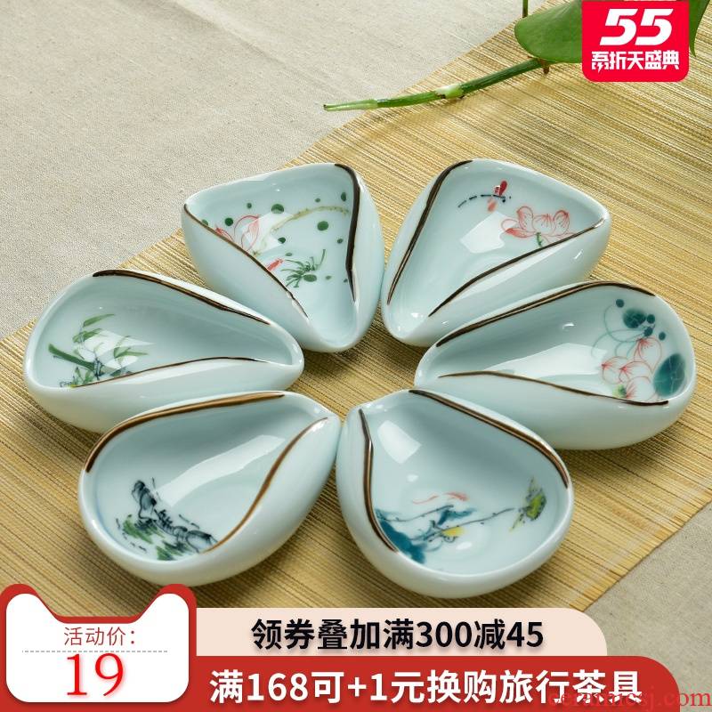 Celadon Porcelain brand nameplates, enjoy tea holder is TSP tea tea spoon of blue and white Porcelain ceramic kung fu tea tea accessories zero