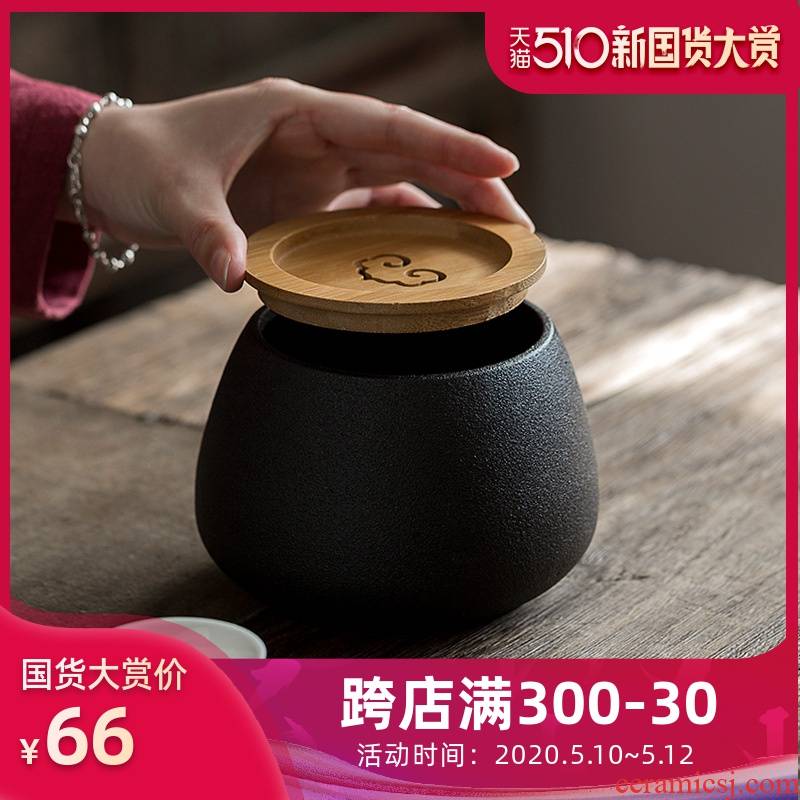 Jun ware built black pottery tea wash water, after the zen with cover ceramic tea set tea cylinder parts of household hot Japanese bucket