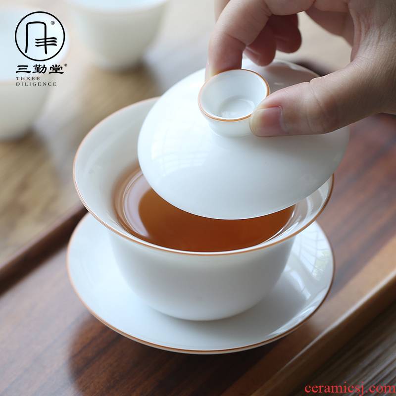 The three frequently tureen tureen ceramics jingdezhen kung fu tea tea cups S11042 only three bowl of tea bowl