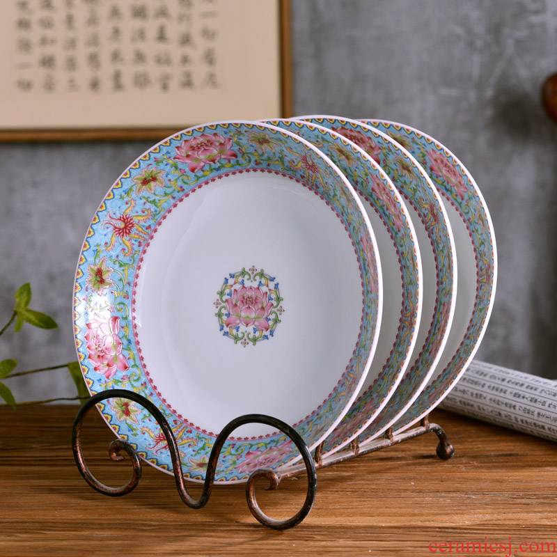 8 inches deep ipads porcelain dish dish jingdezhen Chinese style household ipads porcelain dish of rice soup plate archaize cutlery tray