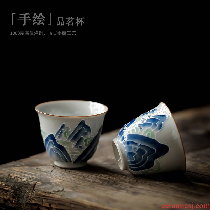 Manual to use the sample tea cup to restore ancient ways variable kung fu tea cups ceramic cups single master cup tea sketch cup