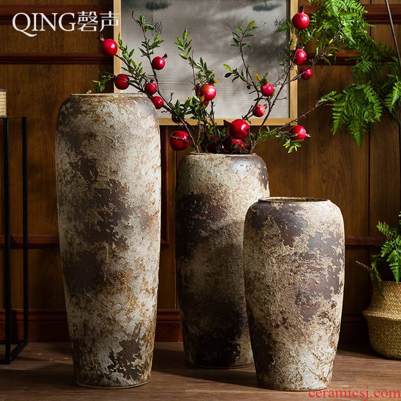 Ceramic furnishing articles of large vases, Chinese style restoring ancient ways is dried flower arranging flowers coarse pottery sitting room hotel villa pottery decoration