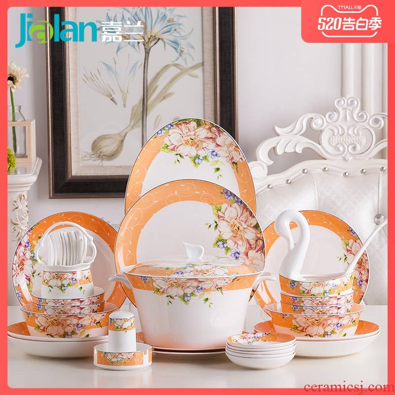 Garland ipads porcelain tableware suit creative and fresh type of household ceramic plate portfolio eat bowl chopsticks dish sets