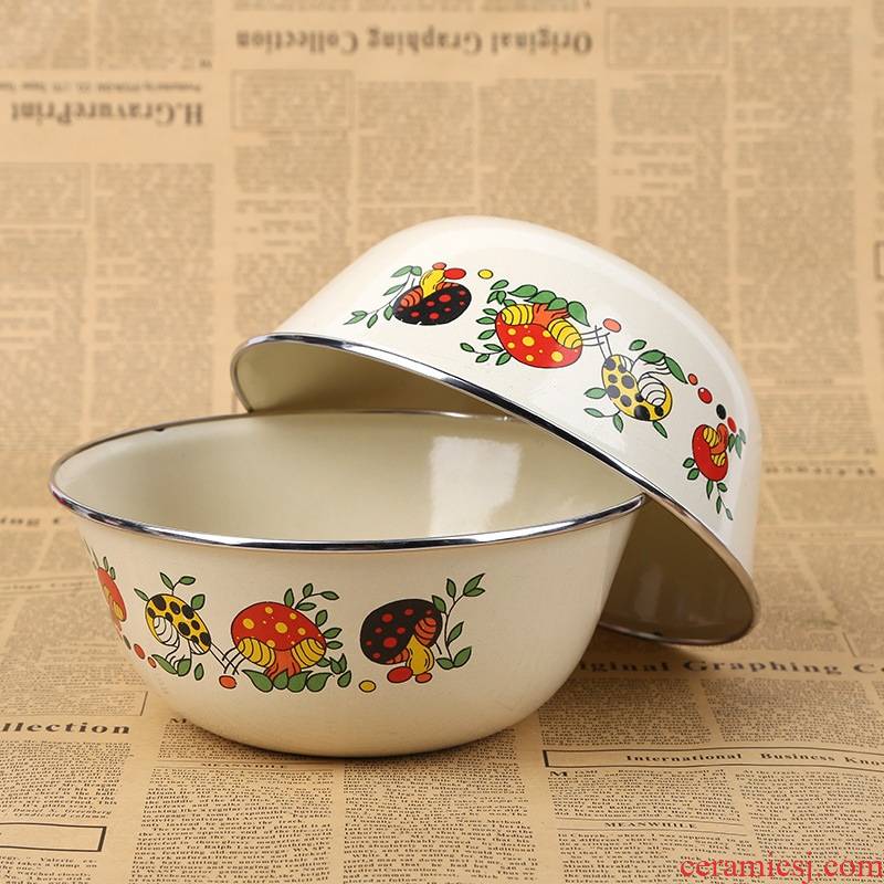 Chinese circular enamel mixing bowl household enamel xiancai basins 20 cm round enamel enamel POTS DiaoXian bowl