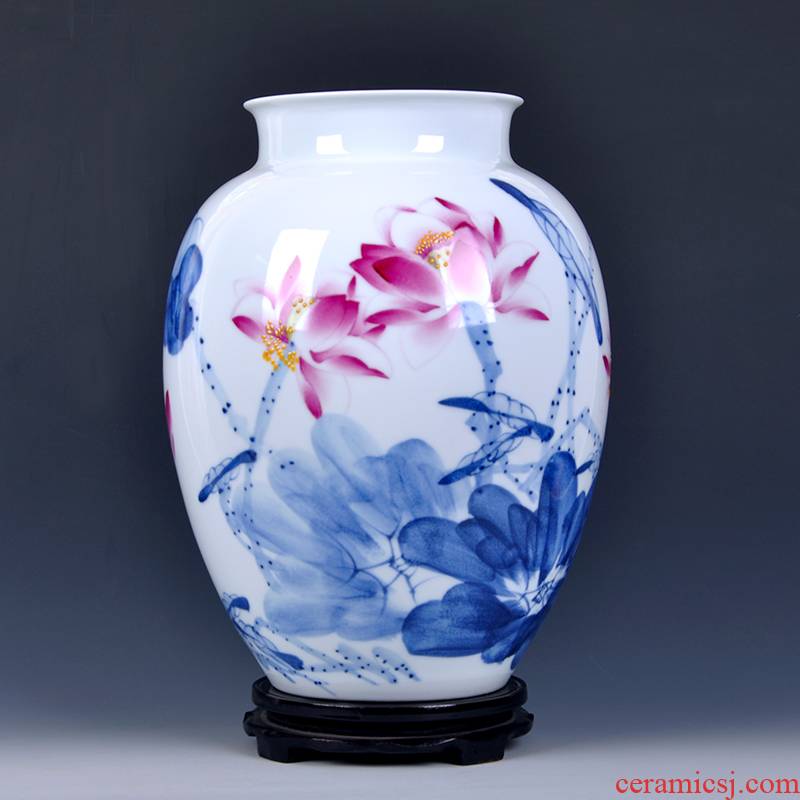 Jingdezhen ceramics bucket hand - made vases, new Chinese style household, sitting room adornment see lotus flower arrangement of TV ark, furnishing articles