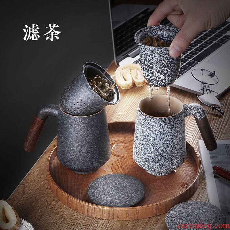 Ceramic glass filter creative move mark cup office coarse pottery cups household kung fu tea cup with cover