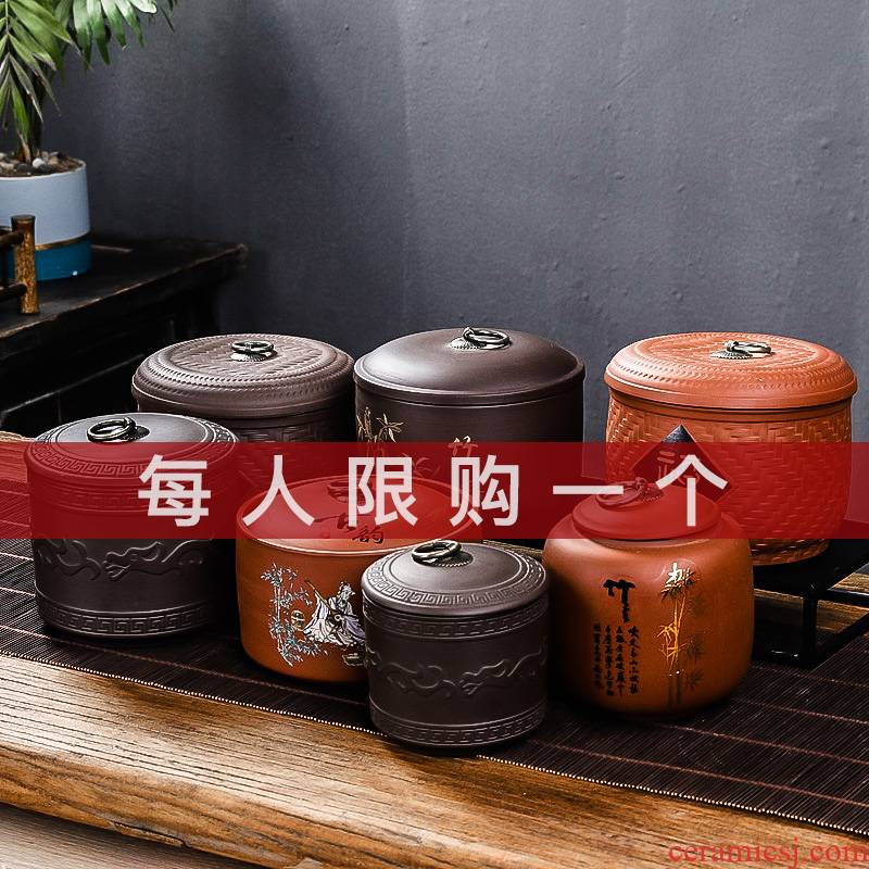 In building violet arenaceous caddy fixings kung fu tea set household puer tea pot seal big storage tank tea