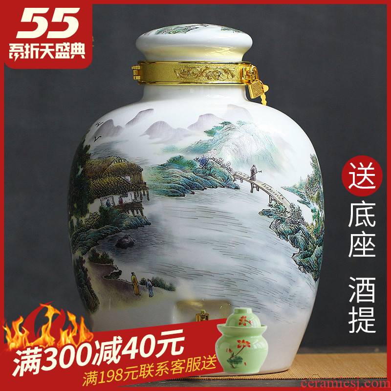 Jingdezhen ceramic jars mercifully wine liquor cylinder 10 20 jins to household sealed bottles pot of barrel leader