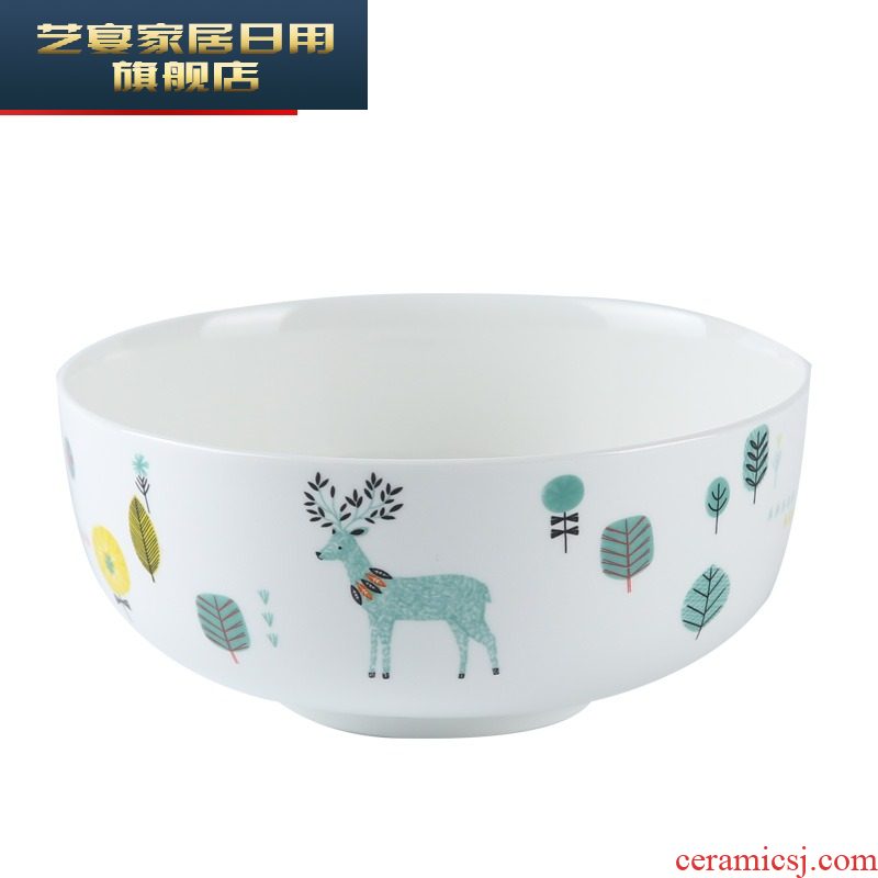 5 ymro ceramic creative rainbow such as bowl bowl pull domestic cartoon bowl bowl large ipads porcelain tableware 7.5 inch soup bowl