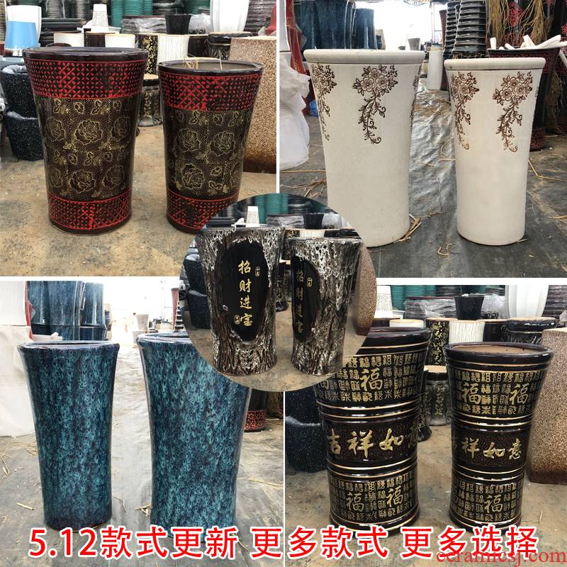 Stiletto type ceramic flower pot large high money tree rich tree inside and outside sitting room ground flowerpot special package mail