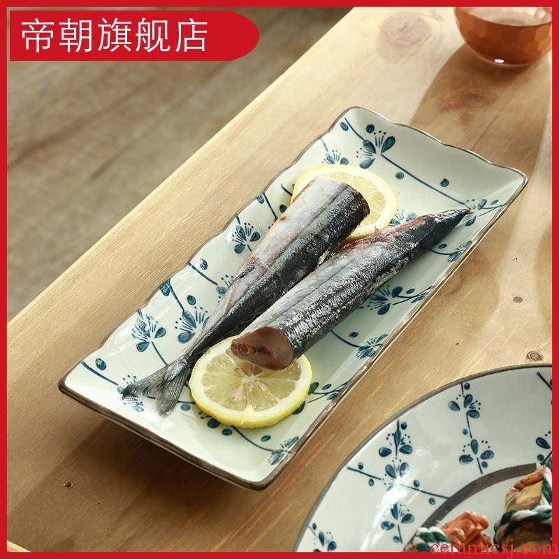 Square flat ceramic plate LIDS, Japanese rice dish dish deep dish Square plate and wind household creative hand - made