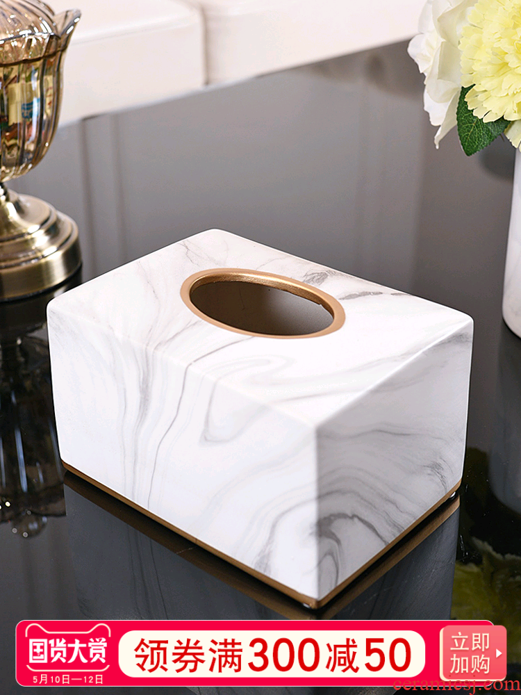 Modern light much wind marble ceramic pump carton household Nordic ins sitting room dining - room use napkin tissue box