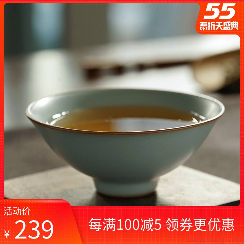 Your up hat to open the slice of jingdezhen ceramic sample tea cup cup master cup day blue ice crack glaze can raise hand