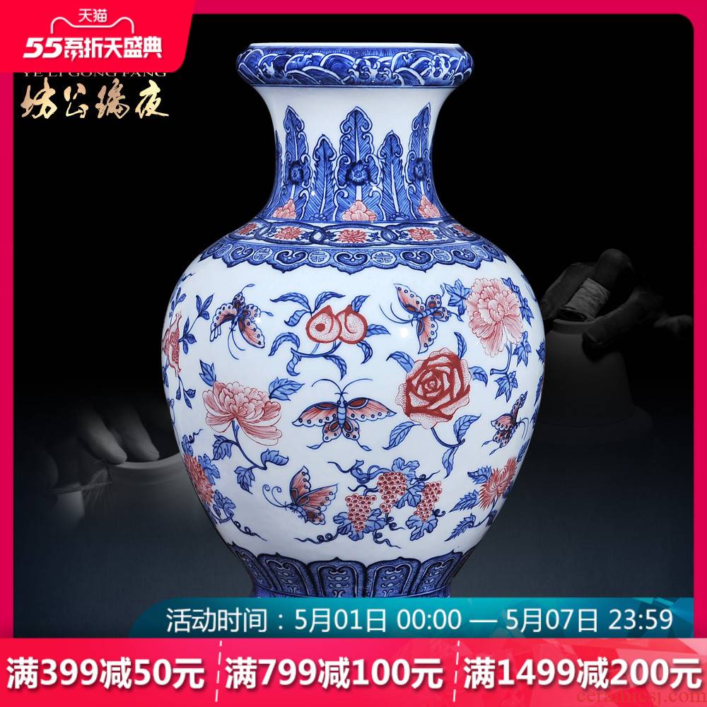 Jingdezhen ceramics antique blue - and - white youligong many children f vases, flower arranging Chinese sitting room adornment is placed