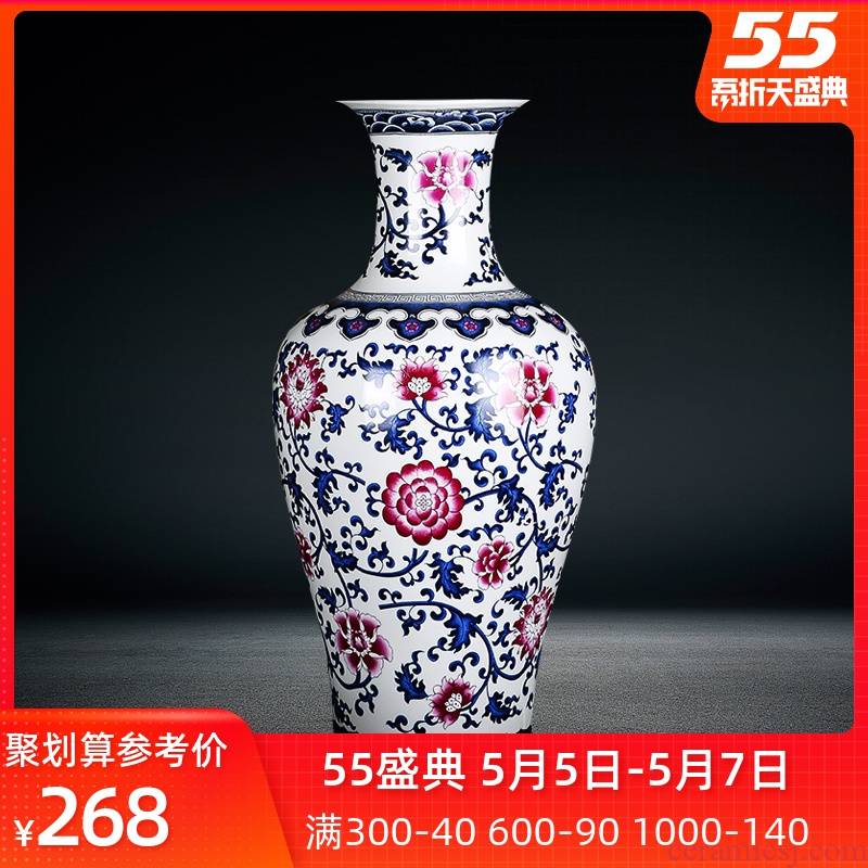 Jingdezhen ceramics youligong large blue and white porcelain vase Chinese style household adornment furnishing articles sitting room porch