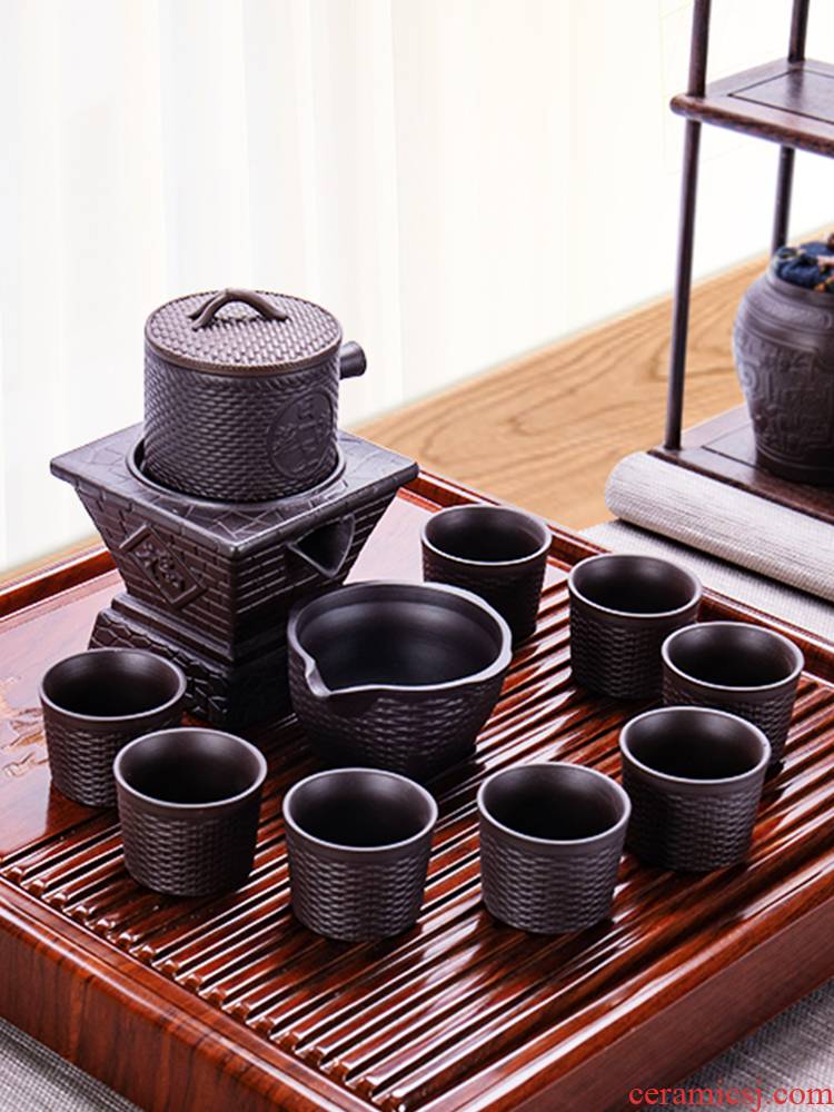 Creative lazy Shi Mopan teapot domestic tea is half automatic small purple sand tea sets kung fu tea set