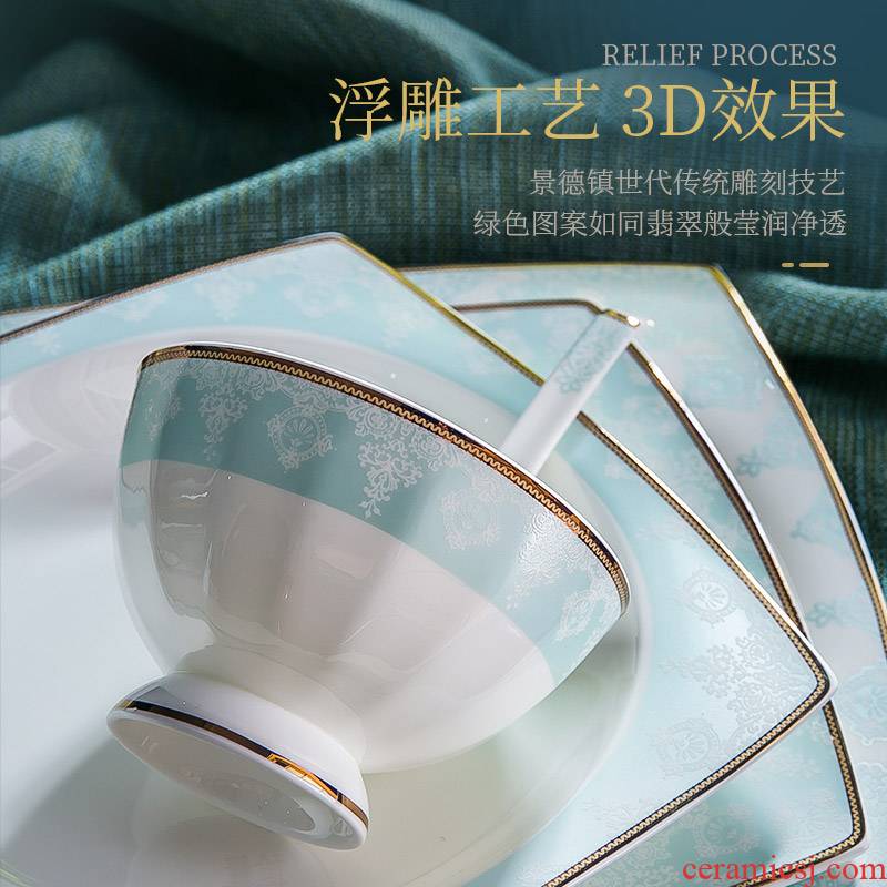 The dishes suit household European - style key-2 luxury jingdezhen ceramic bowl chopsticks premium ipads China plate