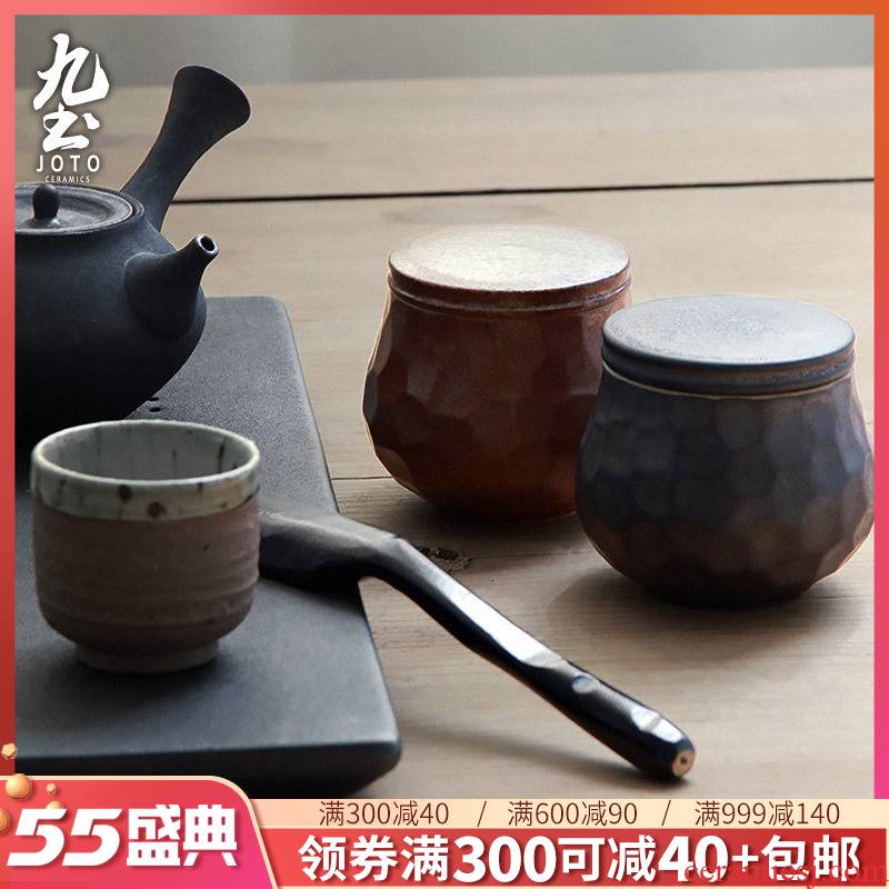 Nine soil coarse pottery caddy fixings restoring ancient ways with cover store receives the pu 'er small POTS of black mini POTS small storage tank