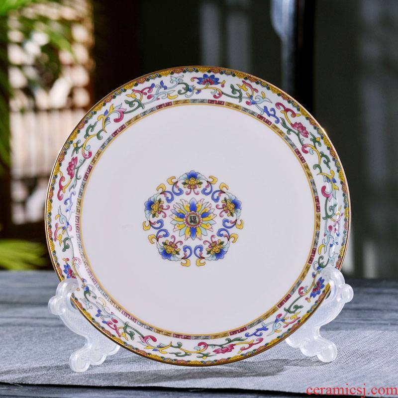 7/8 of an inch of jingdezhen ceramics dishes Chinese style household ceramic flat plate plate plate deep plate tableware