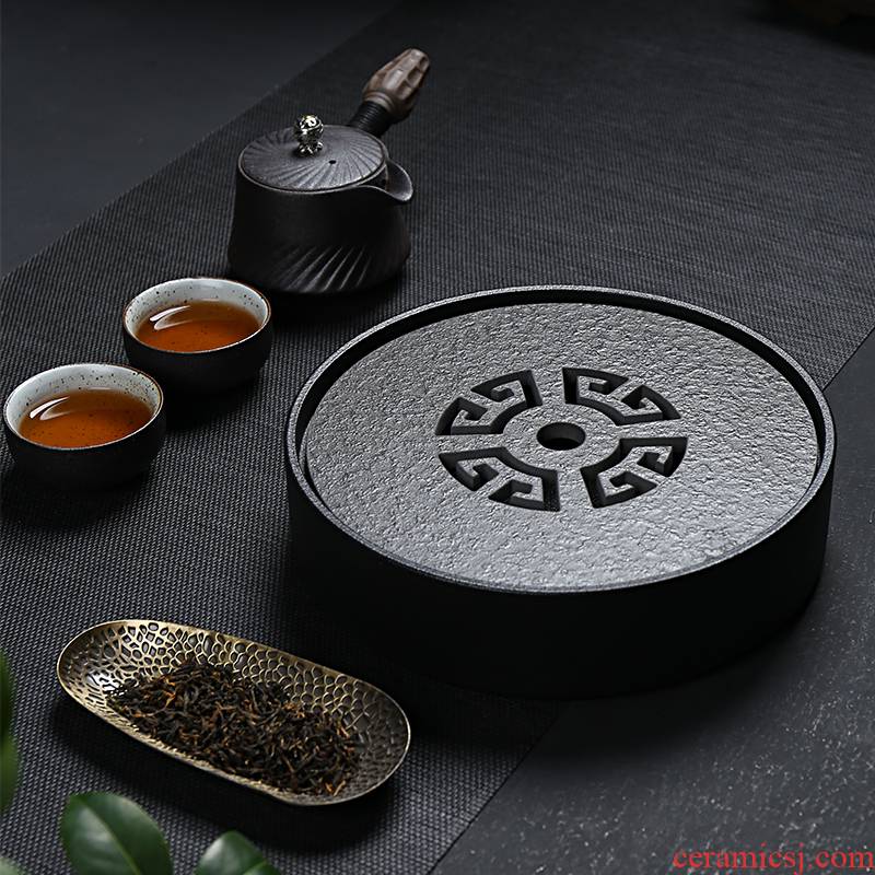 Dry tea tray kunfu tea table water drainage zen tea tray was Japanese sea ceramics circular embedded