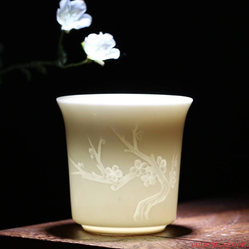 Dehua white porcelain sample tea cup by patterns ceramic cups master cup of large single CPU