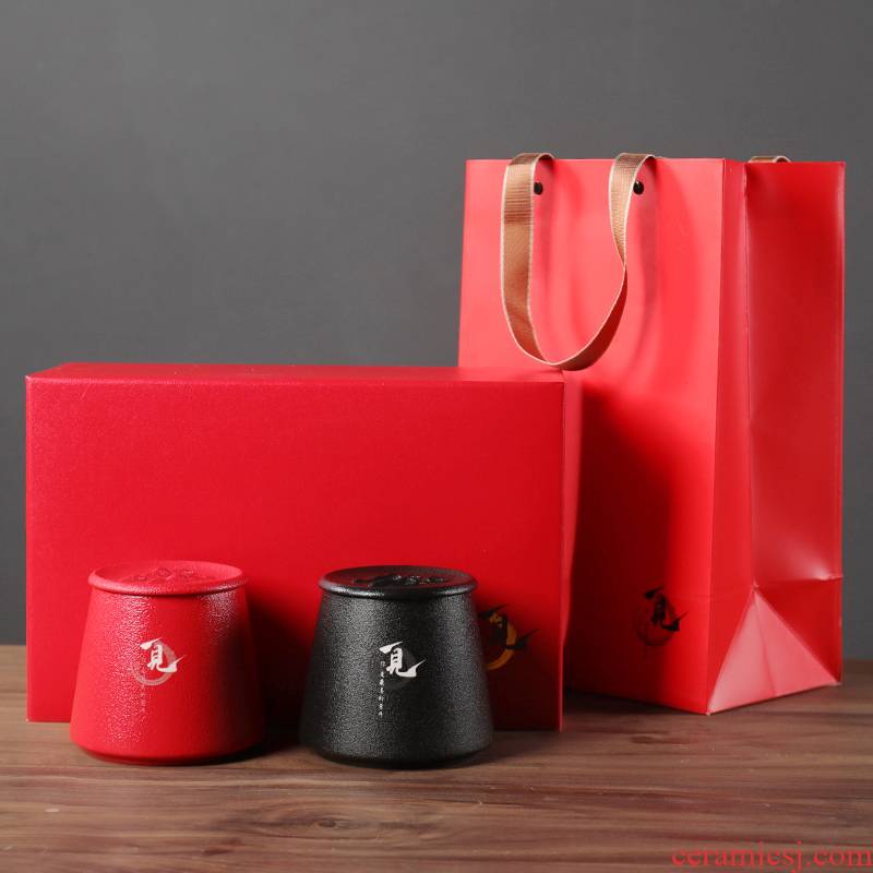 Tea packaging gift box ceramic dual general "biluochun" Tea, green Tea caddy fixings seal pot aneroid wholesale