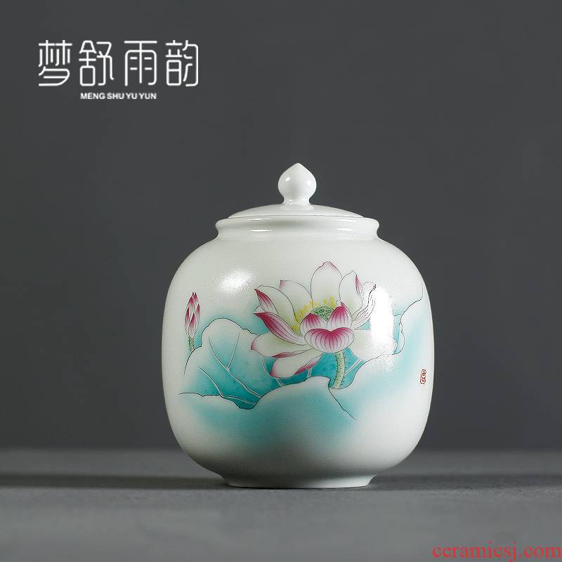 Dream ShuYu rhyme dehua white porcelain ceramic seal caddy fixings wake receives moistureproof pu - erh tea warehouse Chinese wind furnishing articles