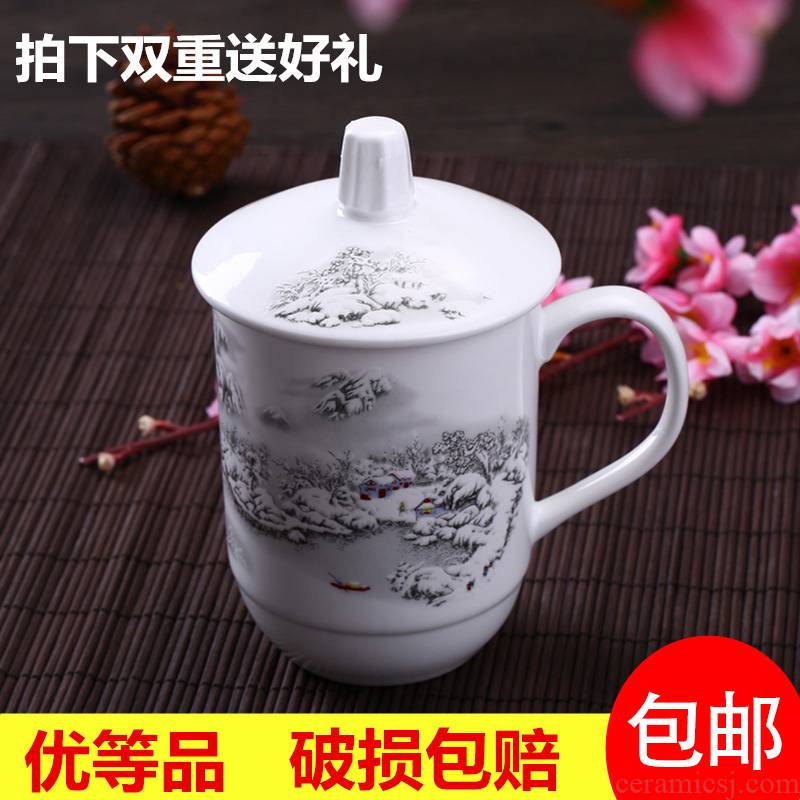 Back at jingdezhen ceramic cups with cover glass creative ceramic cup cup office meeting