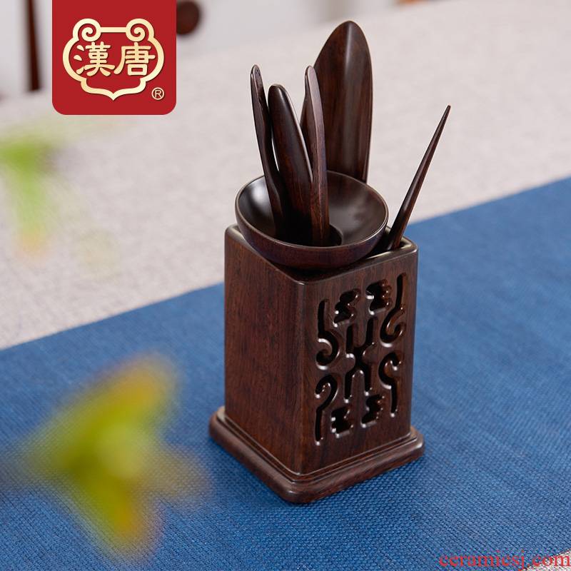 Han and tang dynasties, black rosewood tea six gentleman 6 woolly solid wood home tea sets accessories of a complete set of tea tea set