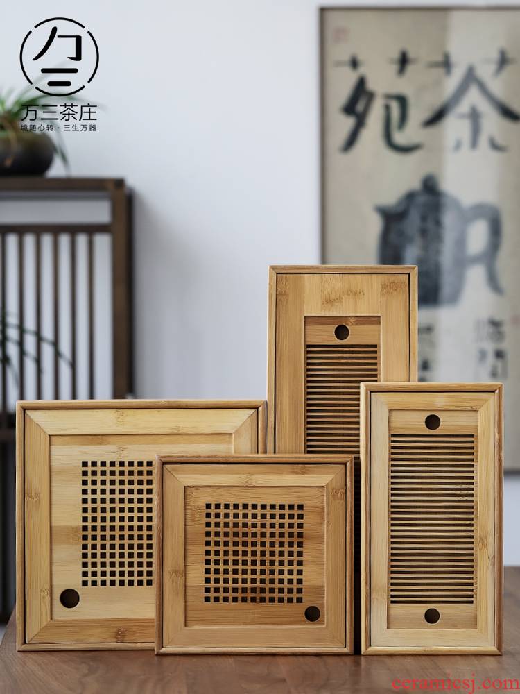 Three thousand tea bamboo tea tray household rectangle I and contracted small water bamboo kung fu tea tray tray