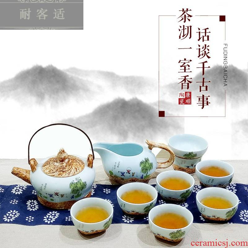 Hold to guest comfortable manufacturers shot celadon kung fu tea sets suit high - end gift box of jingdezhen ceramic tea set
