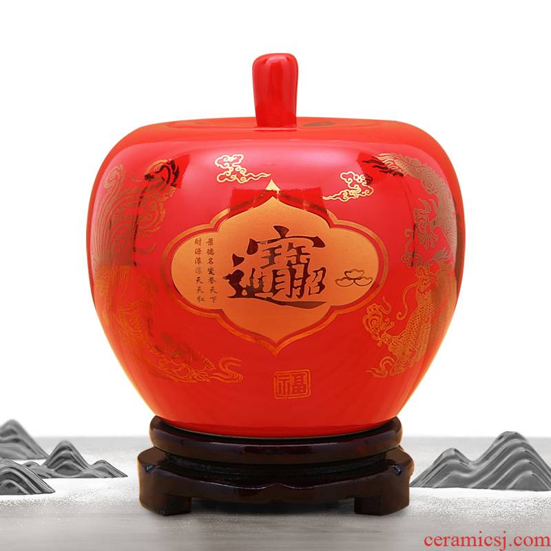 Jingdezhen ceramics China red Christmas apple fruit furnishing articles modelling storage tank is festival festival decorations