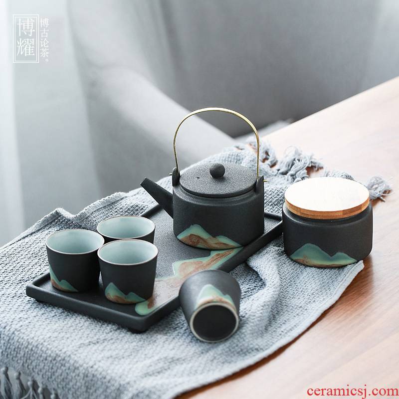 Bo yiu-chee coarse ceramic tea set office suit household contracted sitting room teapot teacup tea dry terms ceramic kung fu tea set