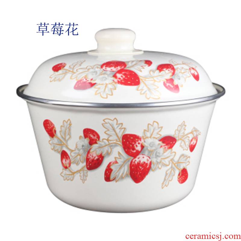 Nostalgic classic with cover enamel tub of lard rice pot boil Chinese medicine healthy environmental protection, old household kitchen tables big basin
