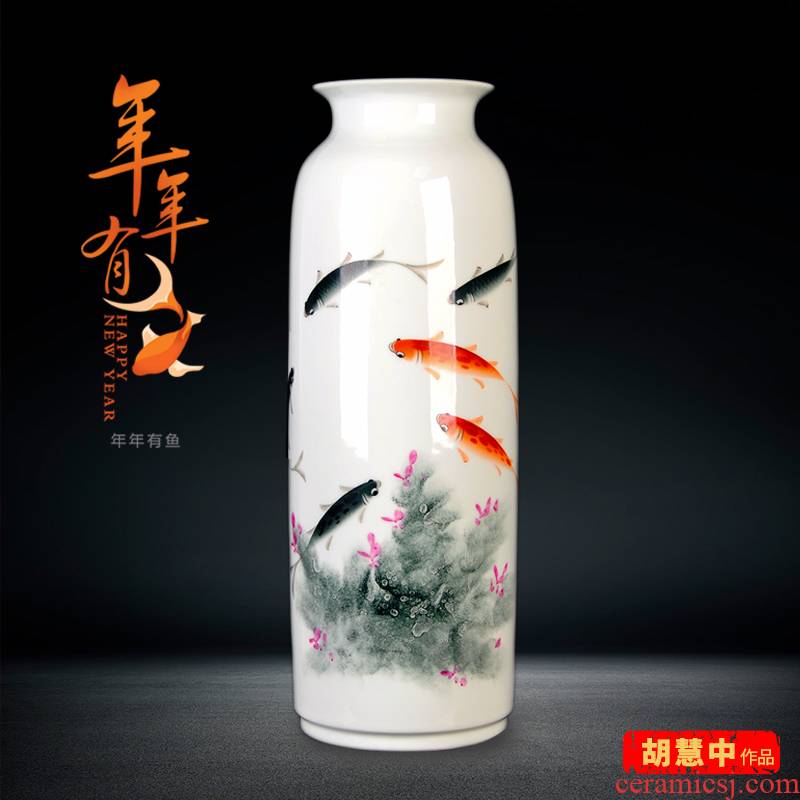 Jingdezhen ceramics masters hand - made lucky bamboo vase landed furnishing articles of modern home sitting room porch decoration