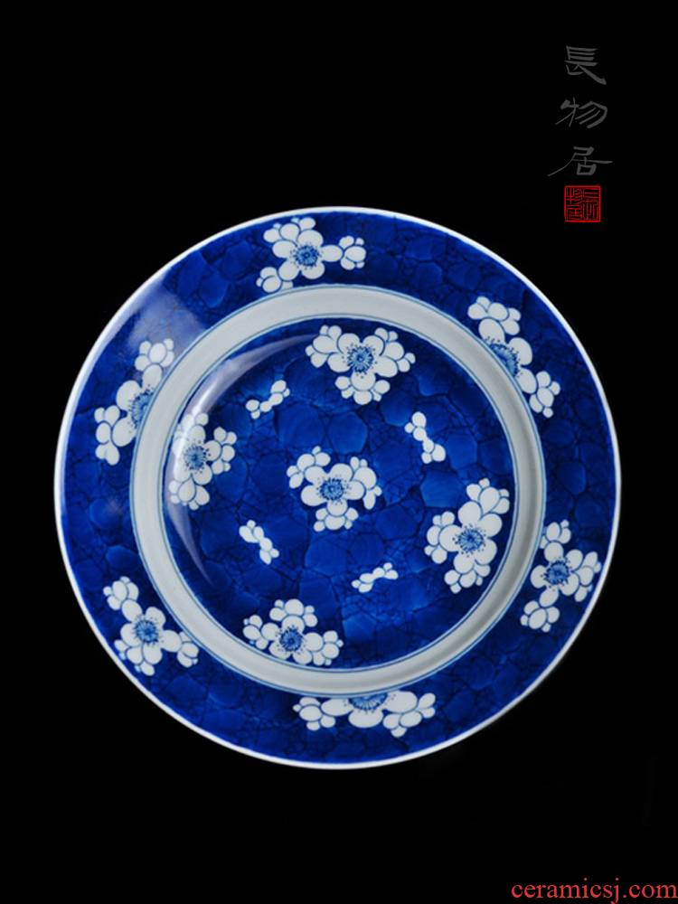 Offered home - cooked in hand - made of ice MeiWen enjoy dish plate plate plate of blue and white porcelain of jingdezhen ceramics tableware by hand