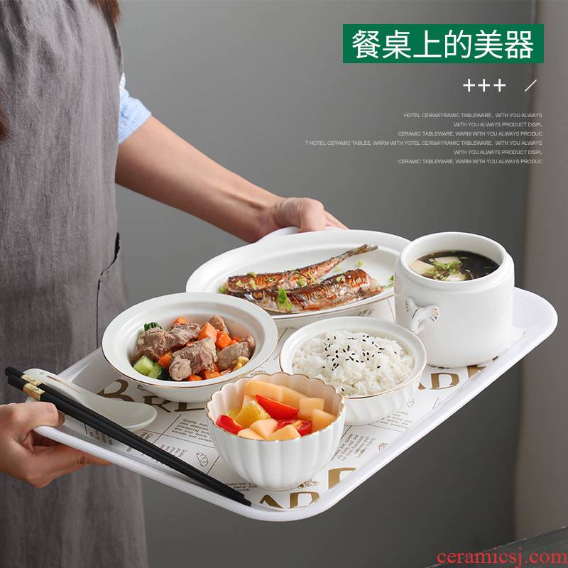 Maternal special ceramic tableware suit dishes environmental health high - grade with cover confined to offer them one meal stew soup bowl