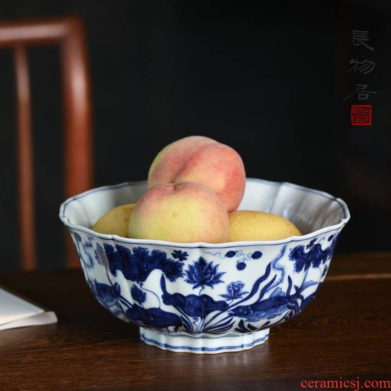 Offered home - cooked imitation jintong hand - made mackerel in algal lines 10 leng ling expressions using big bowl of jingdezhen manual archaize ceramic bowl