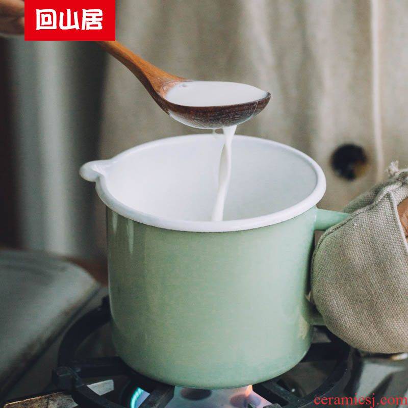 Back on milk green enamel breakfast milk cup of household kitchen rainbow such use induction cooker soup bowl