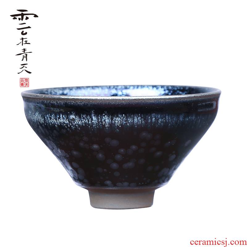Build one pure manual oil droplets masters cup personal tea cups jianyang iron ore black peony temmoku ceramics