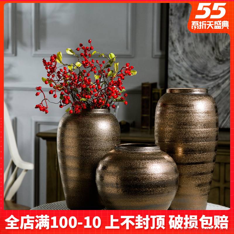 Jingdezhen coarse some ceramic pot pottery all over the sky star, dried flower vases, small pure and fresh and restore ancient ways the vase flower arranging furnishing articles sitting room