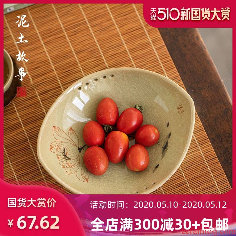 Hand the up with jingdezhen ceramic fruit bowl bowl home sitting room porch is the key to the receive tea table plate of furnishing articles