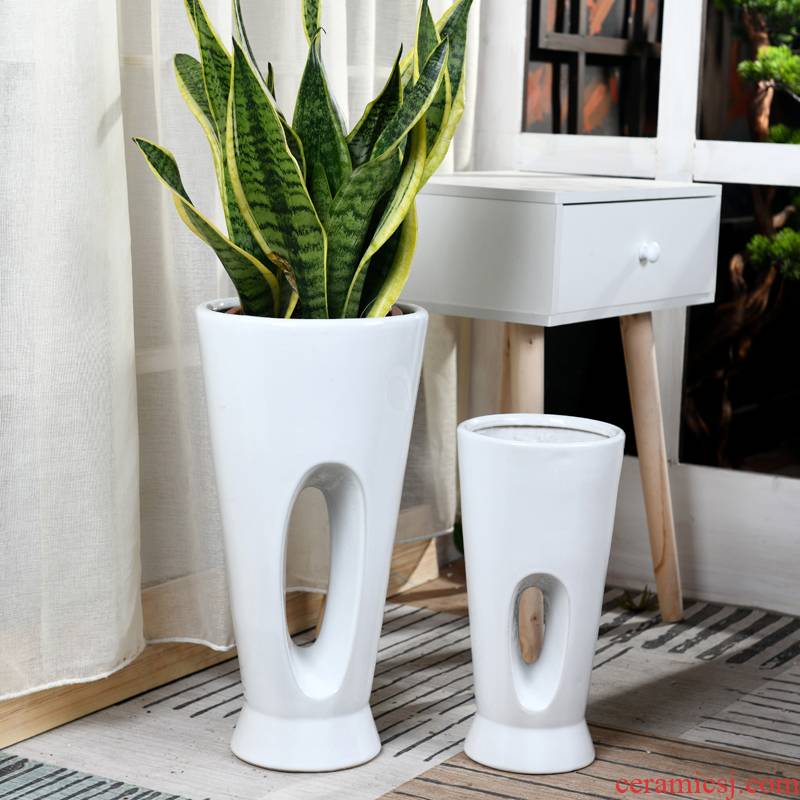 Of meat in the pot ceramic oversized contracted indoor green plant pot money tree tiger orchid basin wholesale package mail