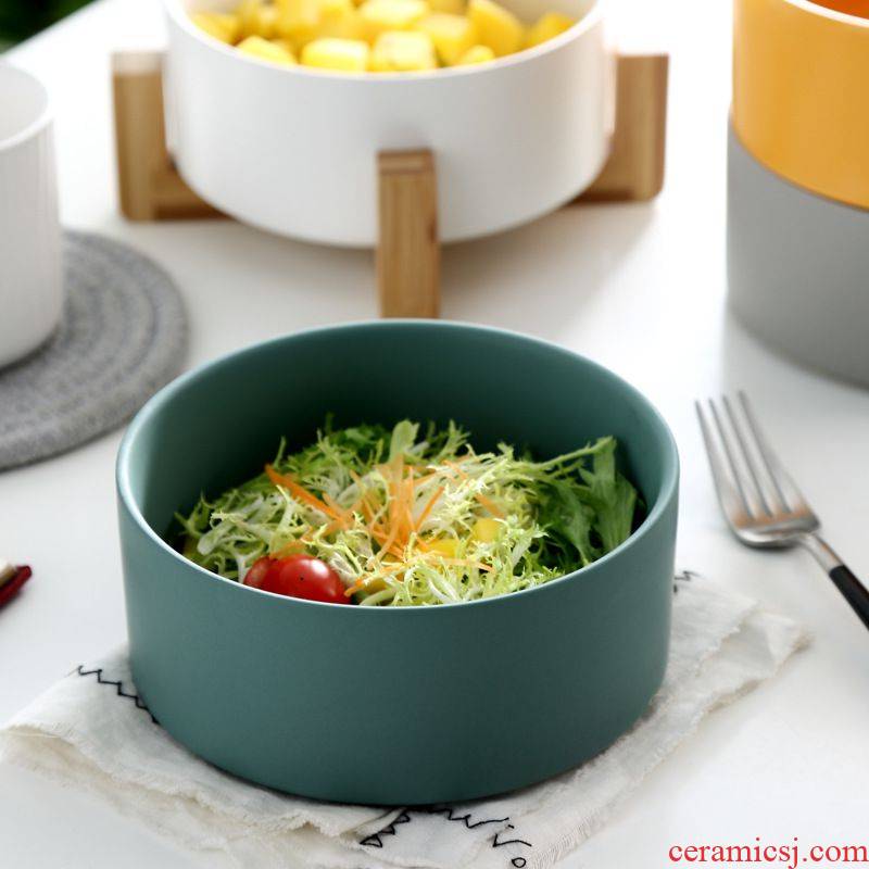 Ceramic salad bowl fruit bowl noodles soup bowl 6.2 inches microwave baking pan with breakfast dishes