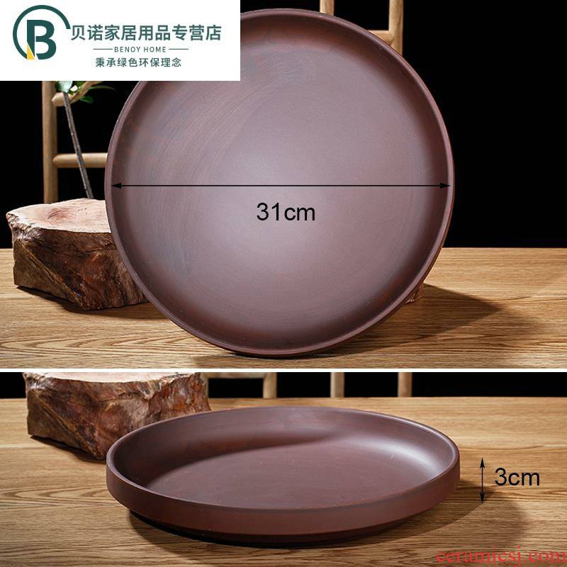 Meaty plant POTS ceramic purple mobile big tray was water disc pad plate tap ceramic round large chassis